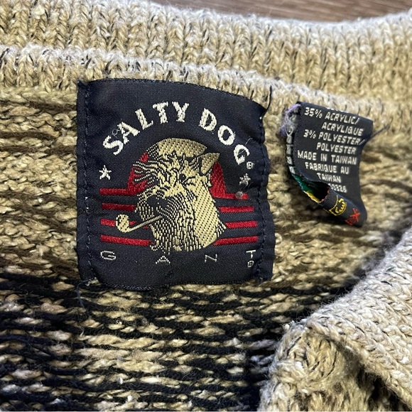 Vintage 80s Gant Salty Dog Knit Sweater Men’s Size Medium Black Brown Collared - Picture 3 of 4